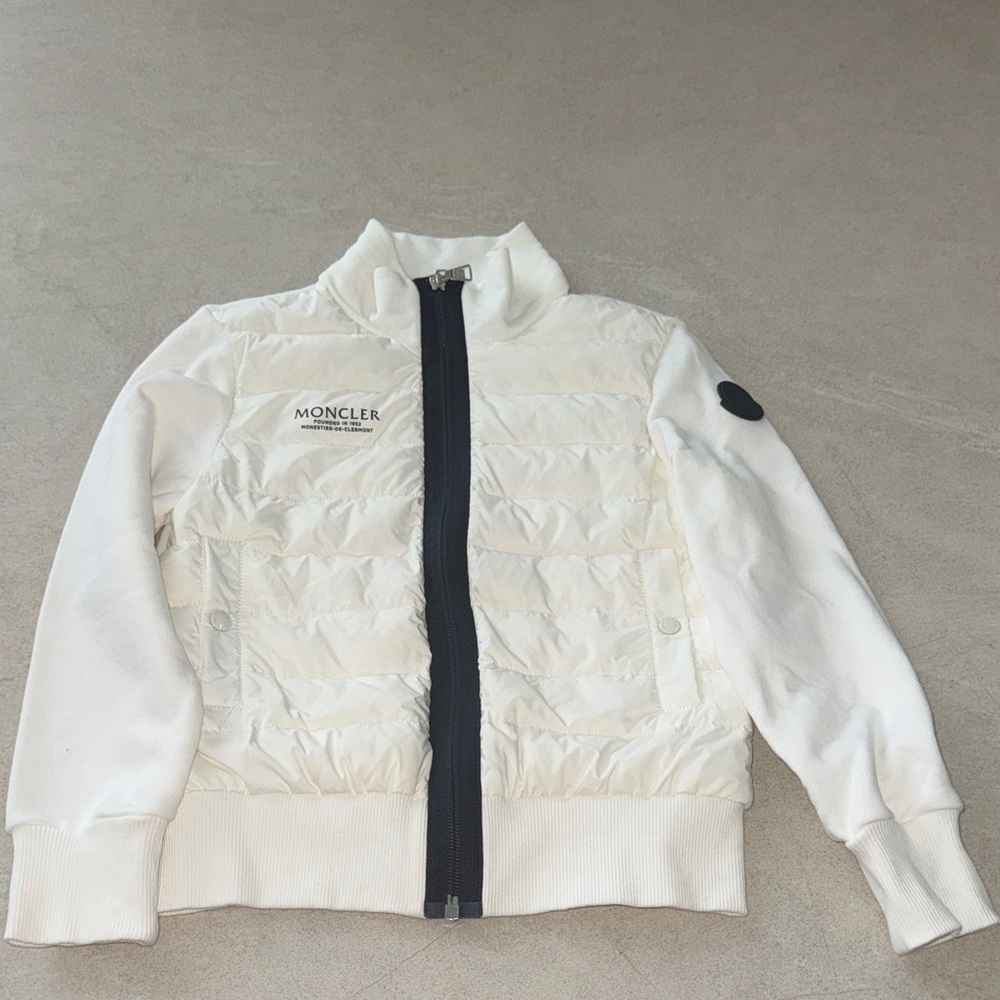 Moncler Ivory and Black Quilted sweatshirt Jacket size 8